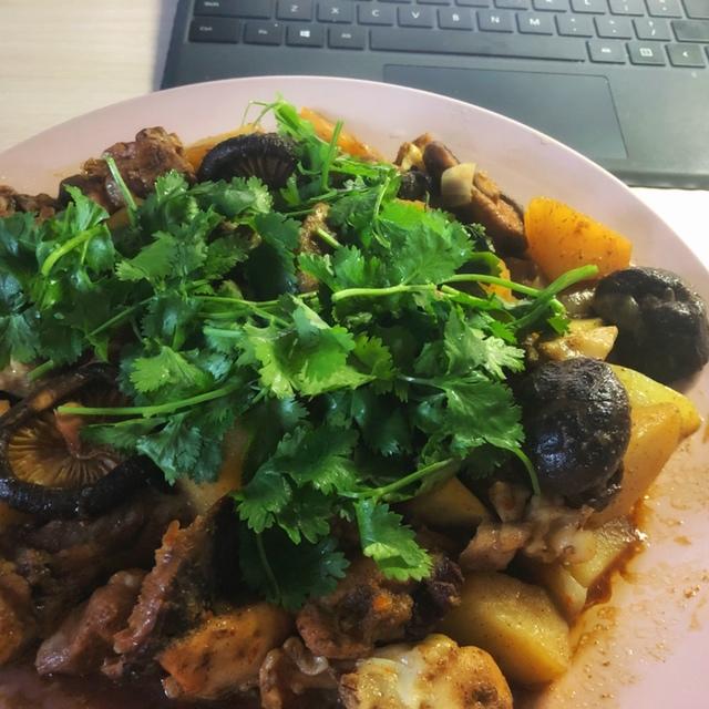 土豆炖鸡肉(一定要多煮点饭，否则不够吃)