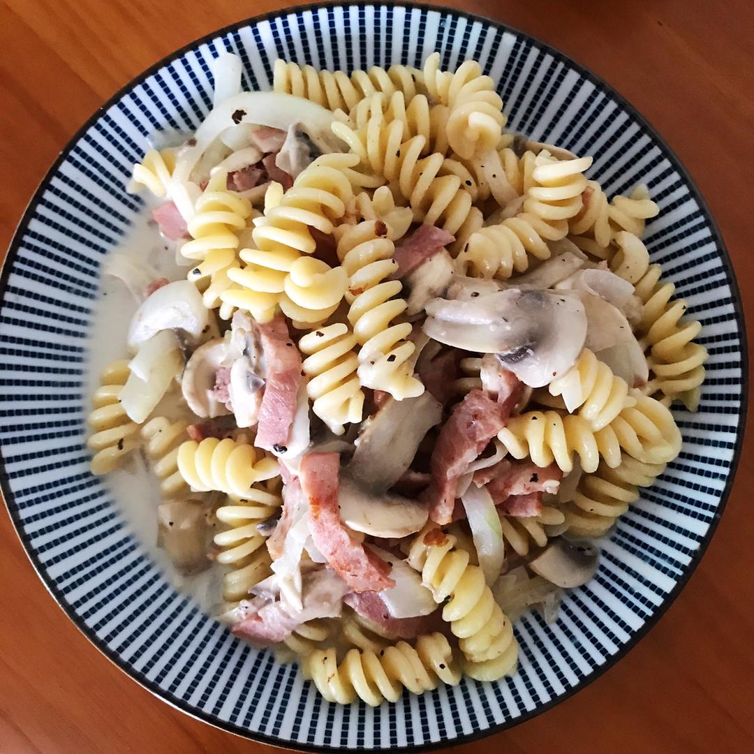 低卡伪白酱奶油培根蘑菇意大利面｜#Healthymeals# 减脂必撸02