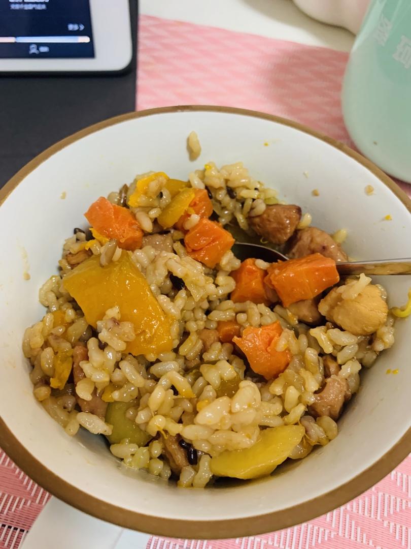 【香菇火腿南瓜饭】快午餐，惊艳你的味蕾，好吃到一碗一碗停不下来