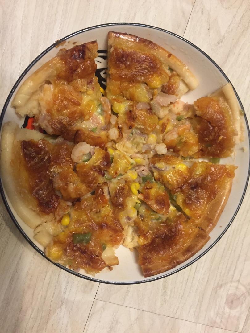 鲜虾🍤培根披萨🍕“内附敲好吃的饼皮做法”