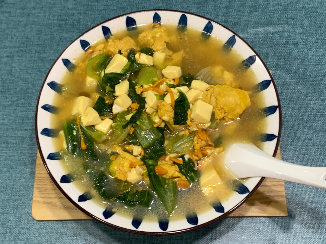 减脂餐！㊙生菜豆腐蛋花汤，好吃又营养，有手就会做！