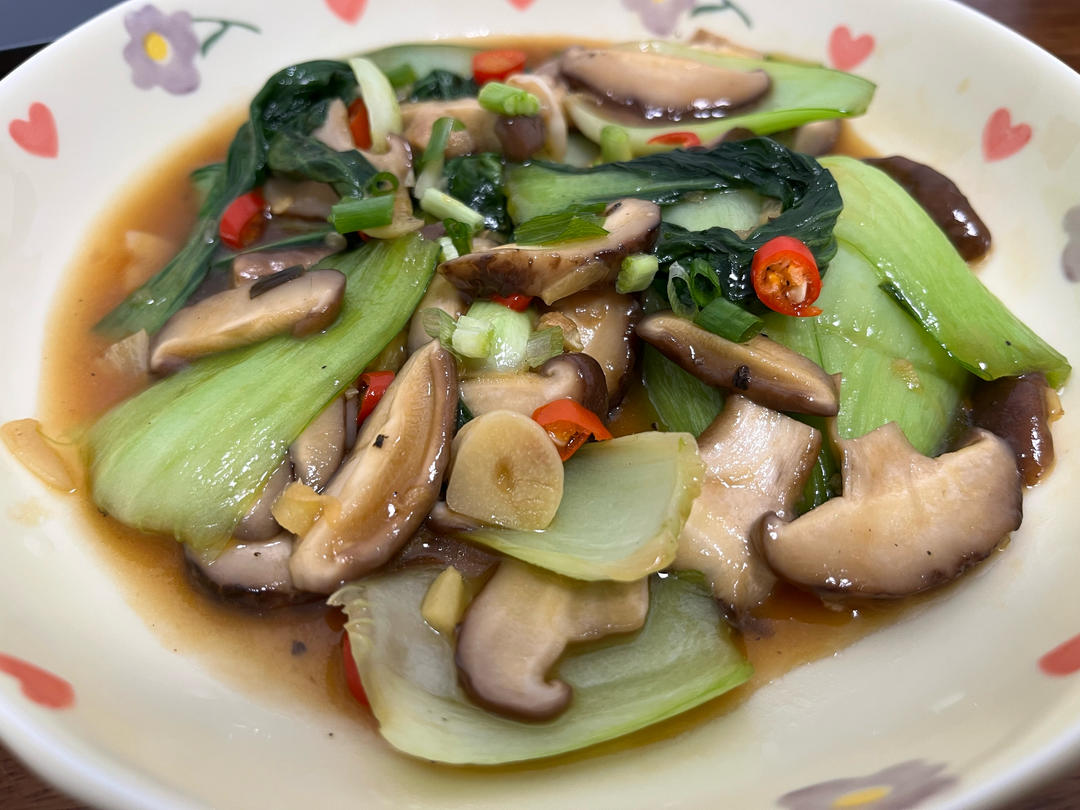 油菜炒香菇