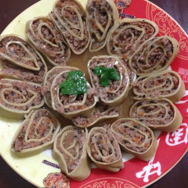 蒸豆皮肉卷