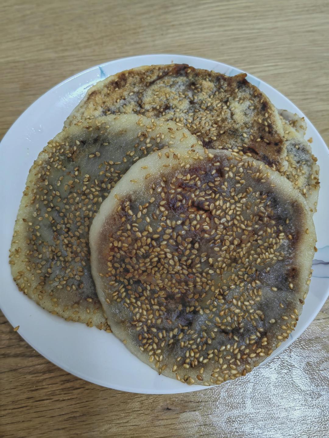 芝麻糯米豆沙饼
