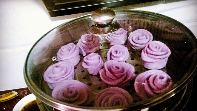 紫甘蓝柠檬玫瑰花馒头的做法