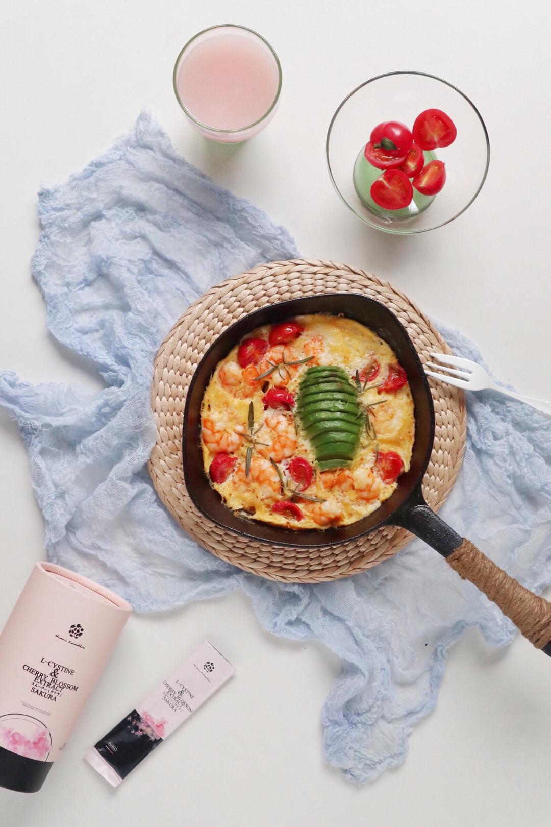 低脂鲜虾牛油果法式烘蛋