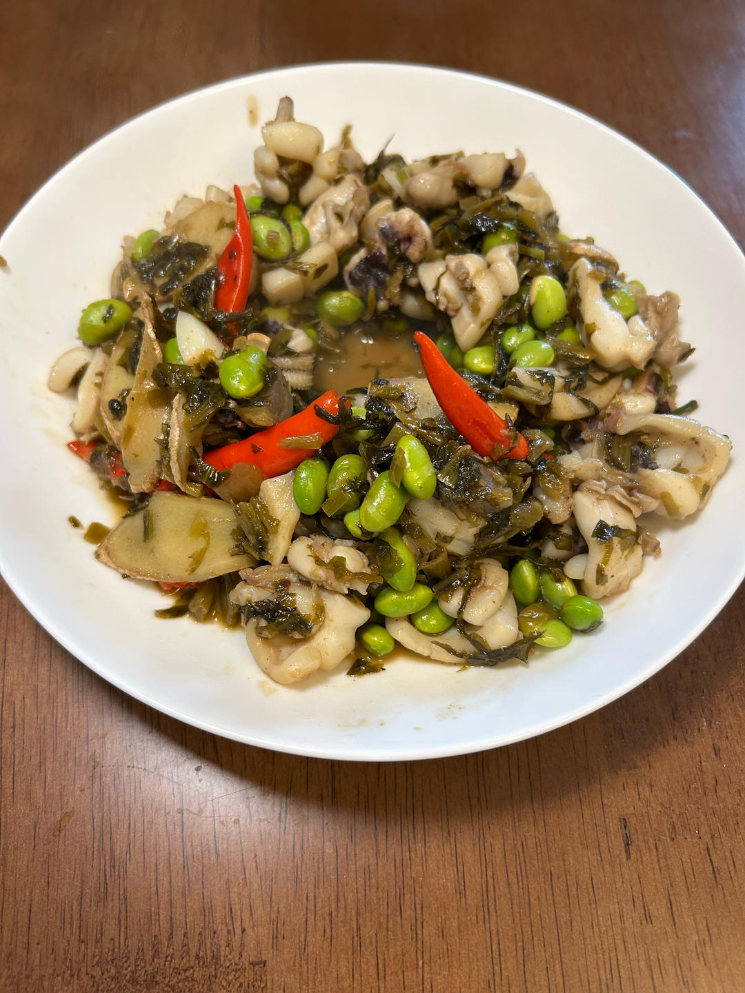 墨鱼雪菜毛豆笋