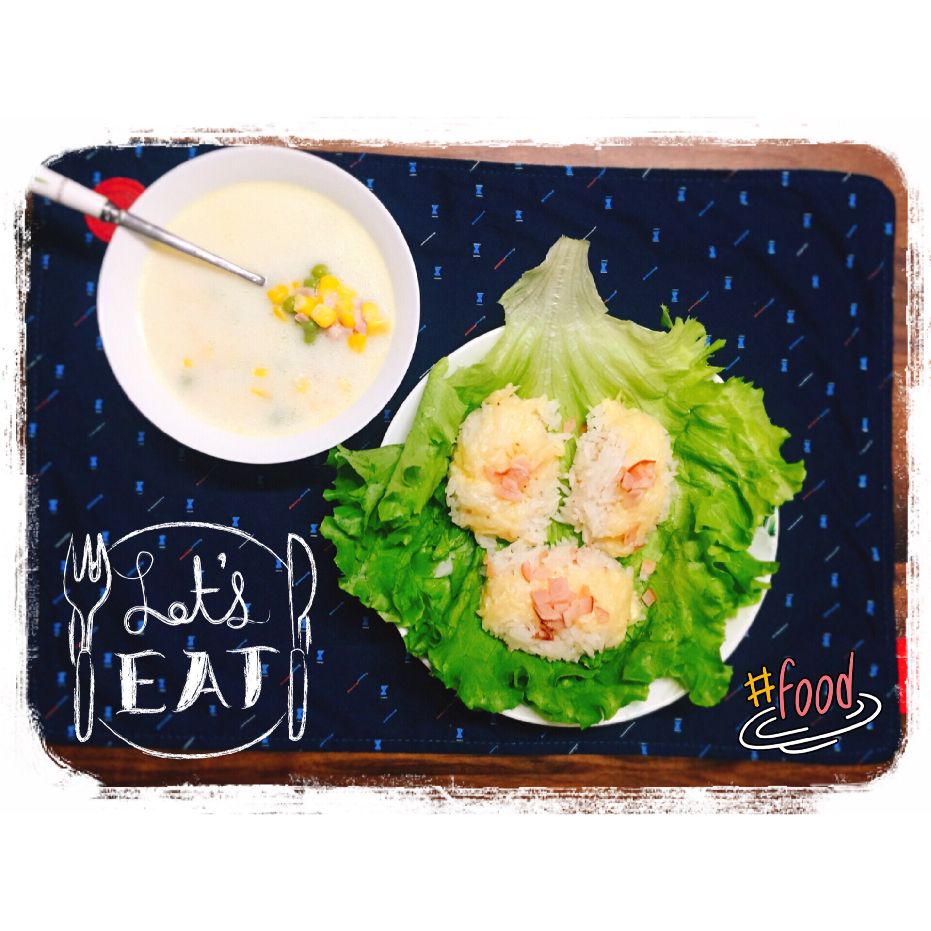 奶酪片烤饭团。