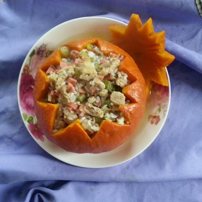 鸡腿南瓜盅（零油添加）的做法