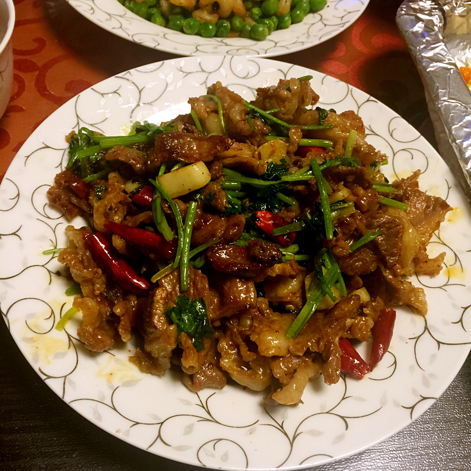 香菜炒麻辣羊肉