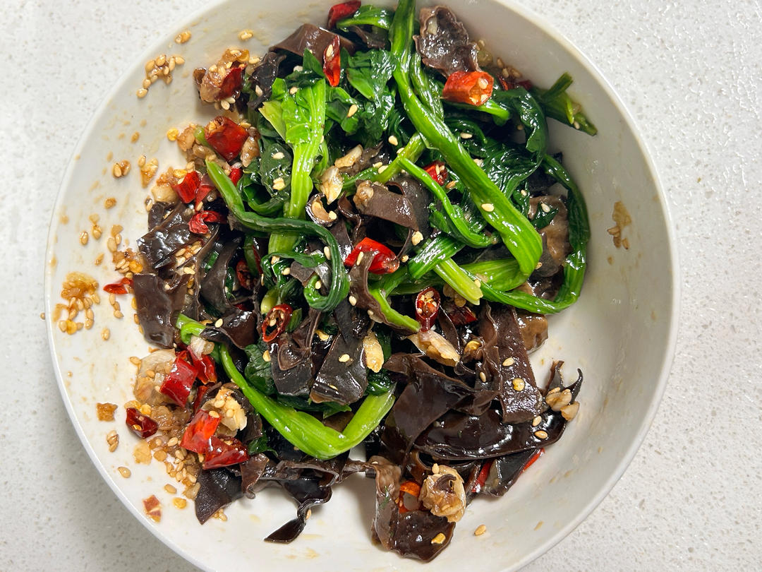 清爽开胃凉菜｜凉拌菠菜木耳