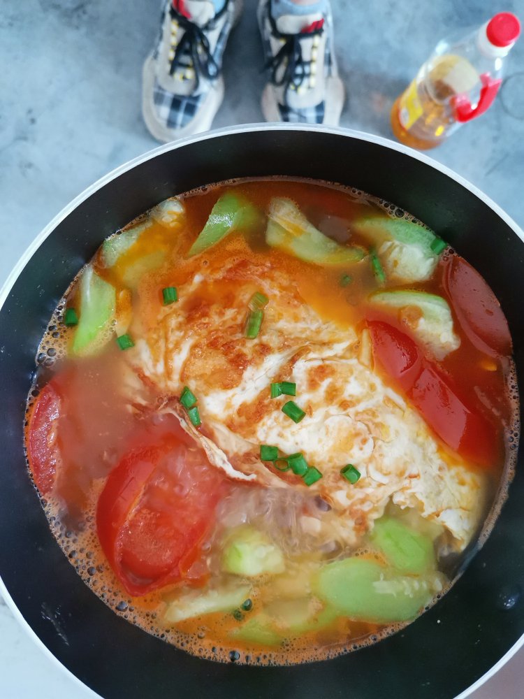 丝瓜番茄煎蛋汤