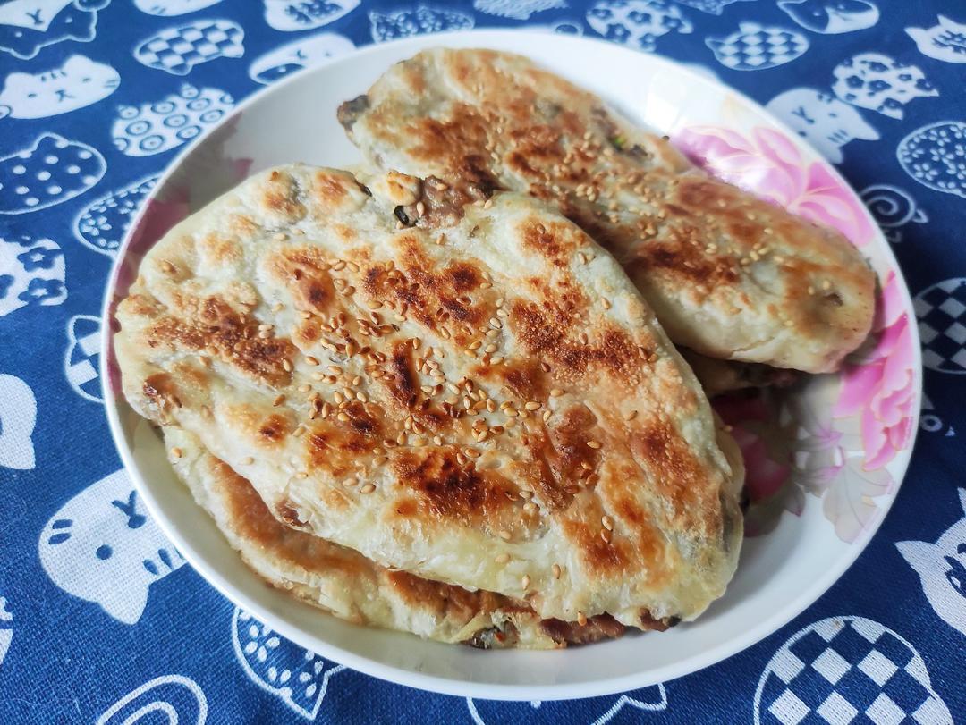梅干菜鲜肉手抓饼锅盔不揉面不发面又薄又脆