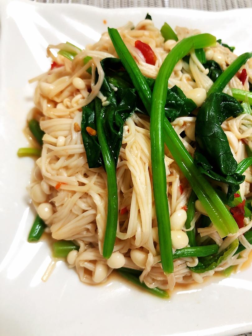 凉拌菠菜金针菇