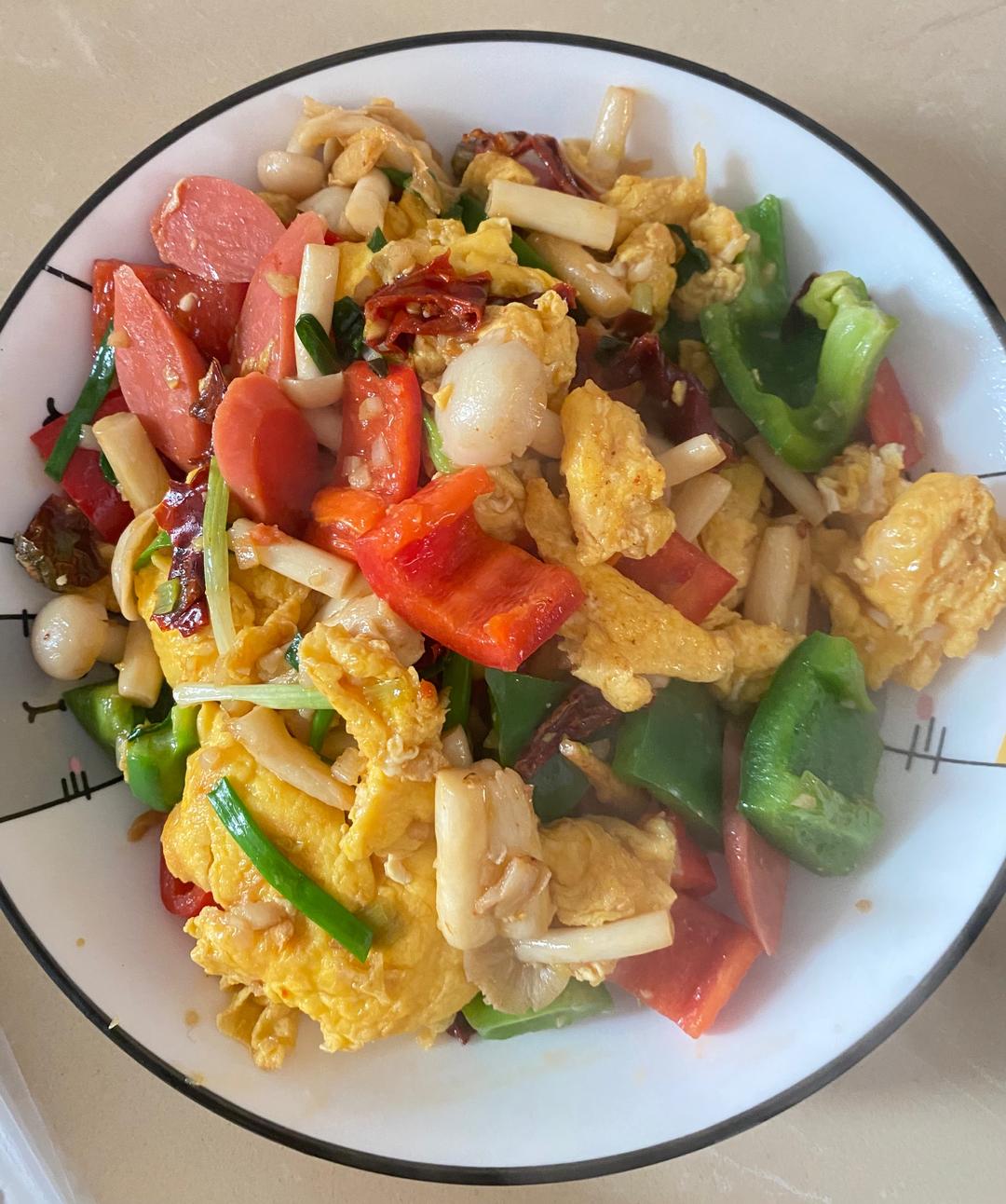 海鲜菇炒鸡蛋的做法