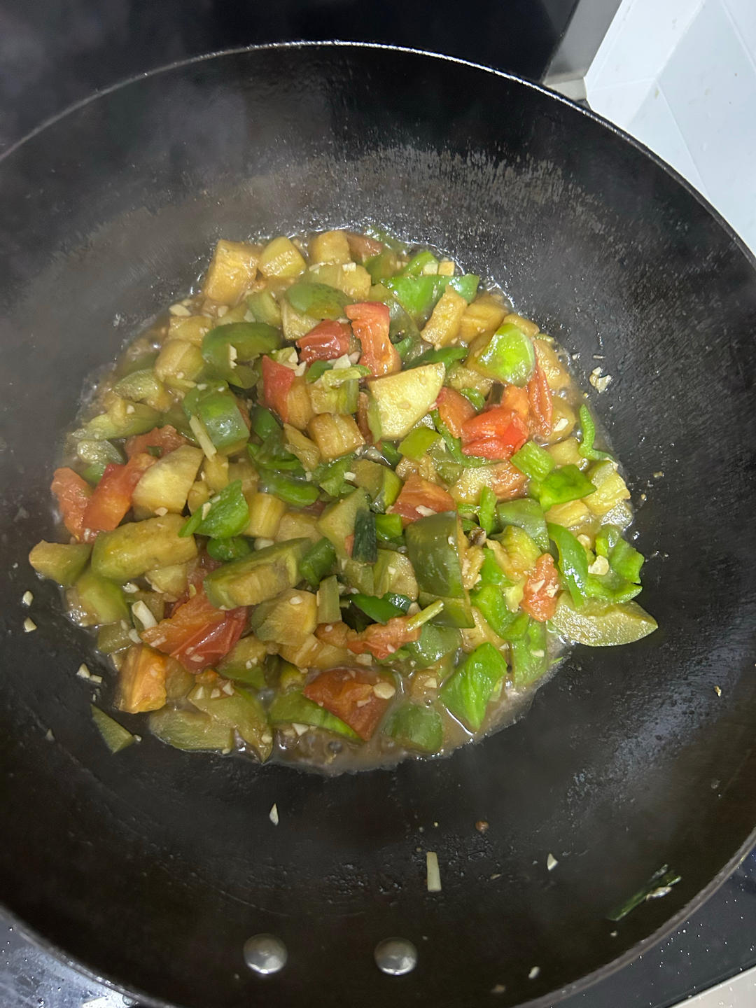 西红柿炒青茄子