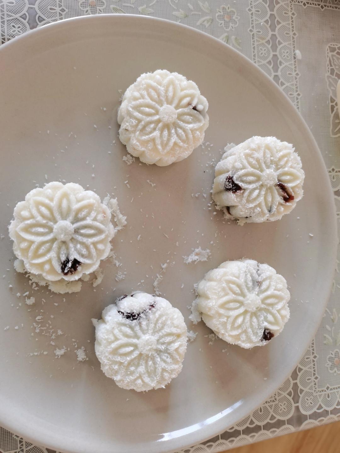 【微波红楼山药糕】无油无糖外层+红豆馅