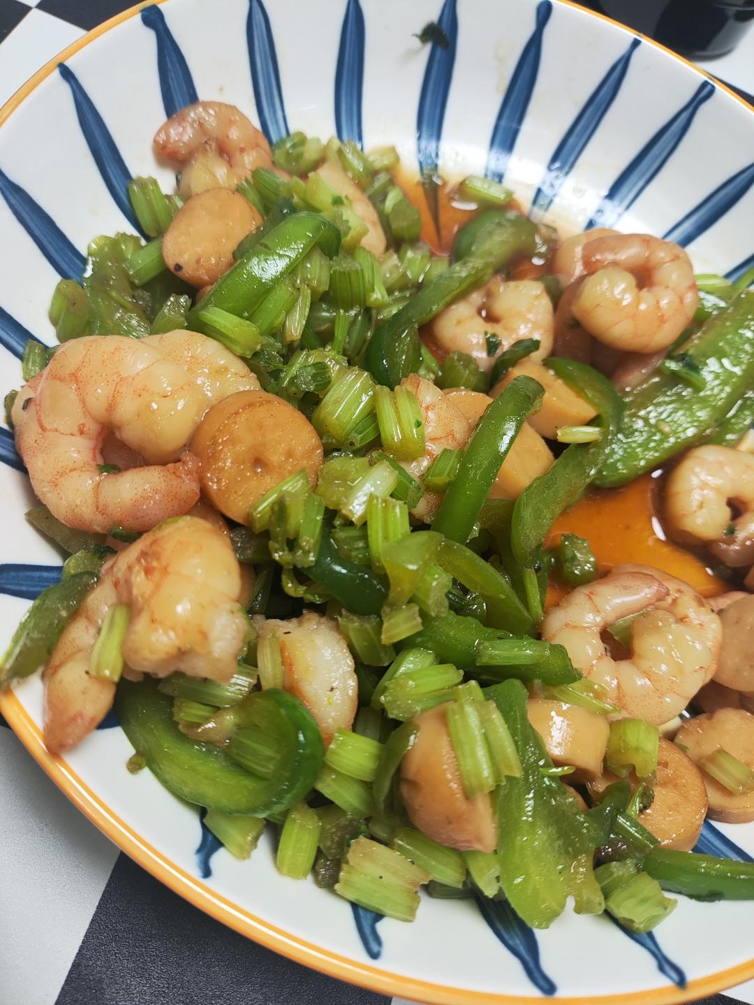 虾仁炒菜蔬