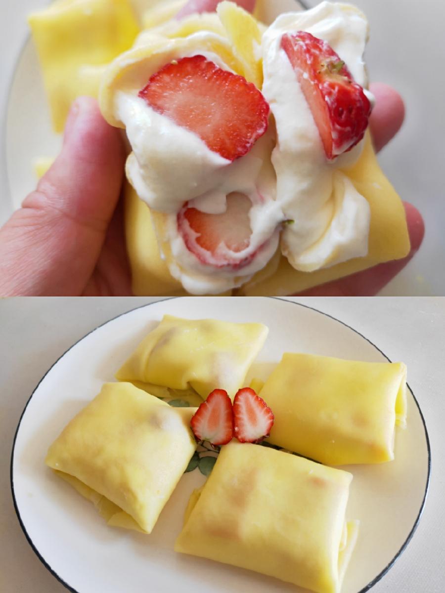 超快手零失败🤗一个平底锅就能做的草莓班戟❗瞬间秒杀甜品店。