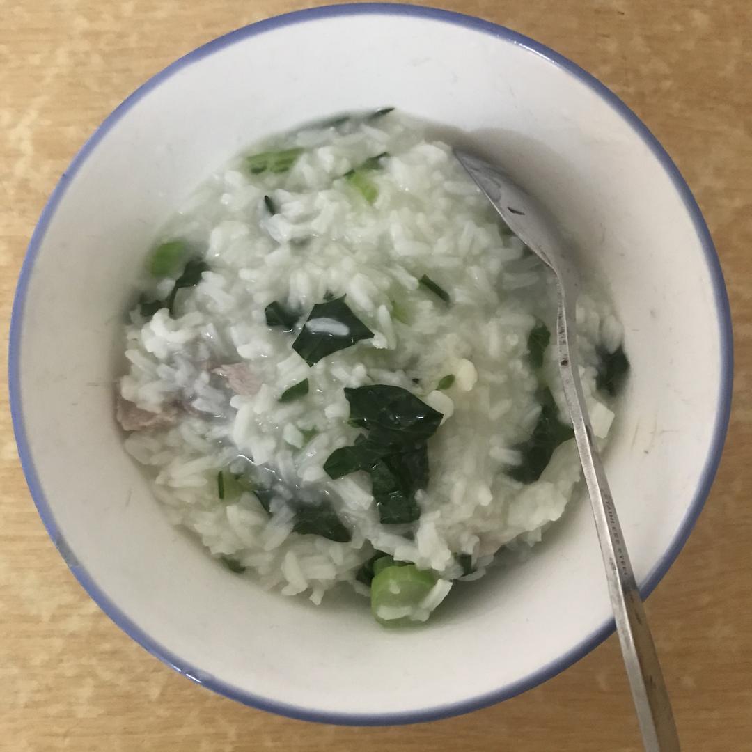 快手青菜瘦肉粥