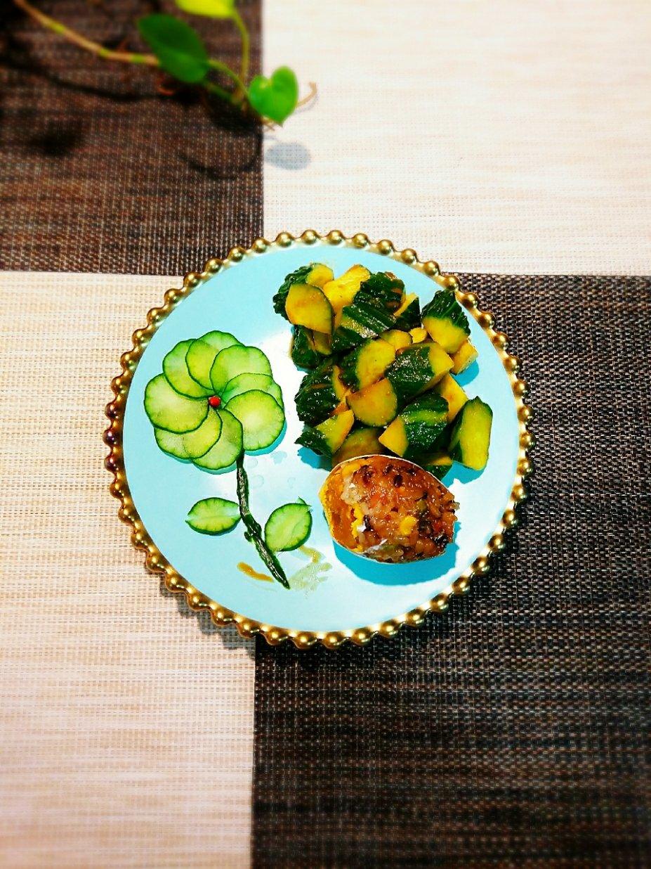 黃瓜花美美餐盘画(创意盘画の四)