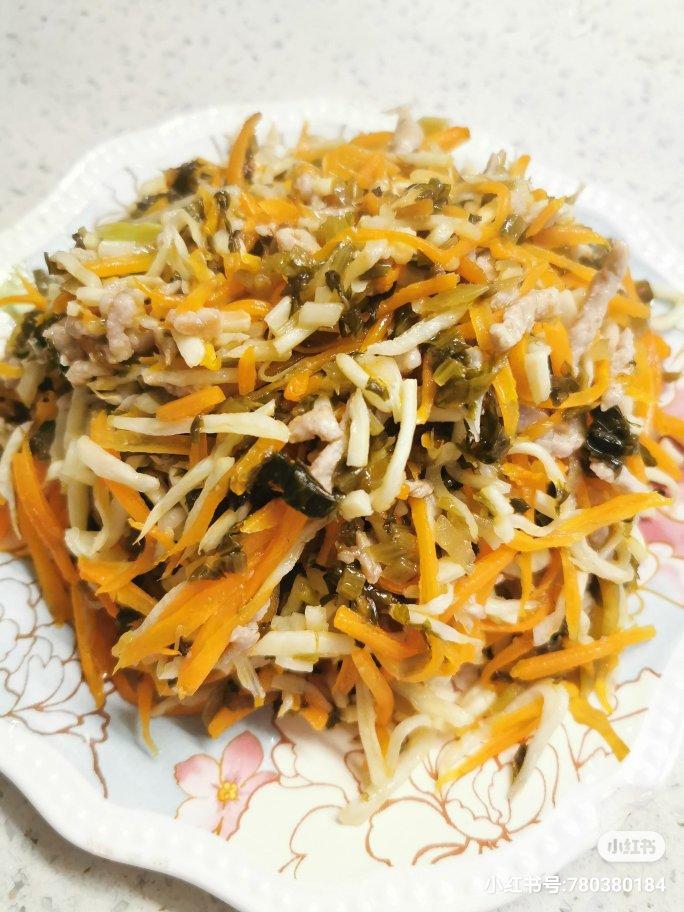 雪菜胡萝卜茭白丝——太下饭了