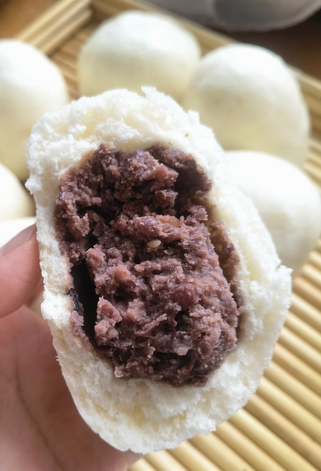 超好吃有豆豆的豆沙包，一次发酵（红豆包）