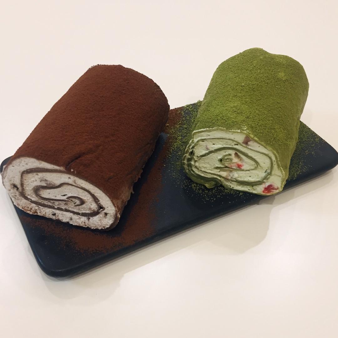 千层毛巾卷，原味、抹茶、巧克力三种口味