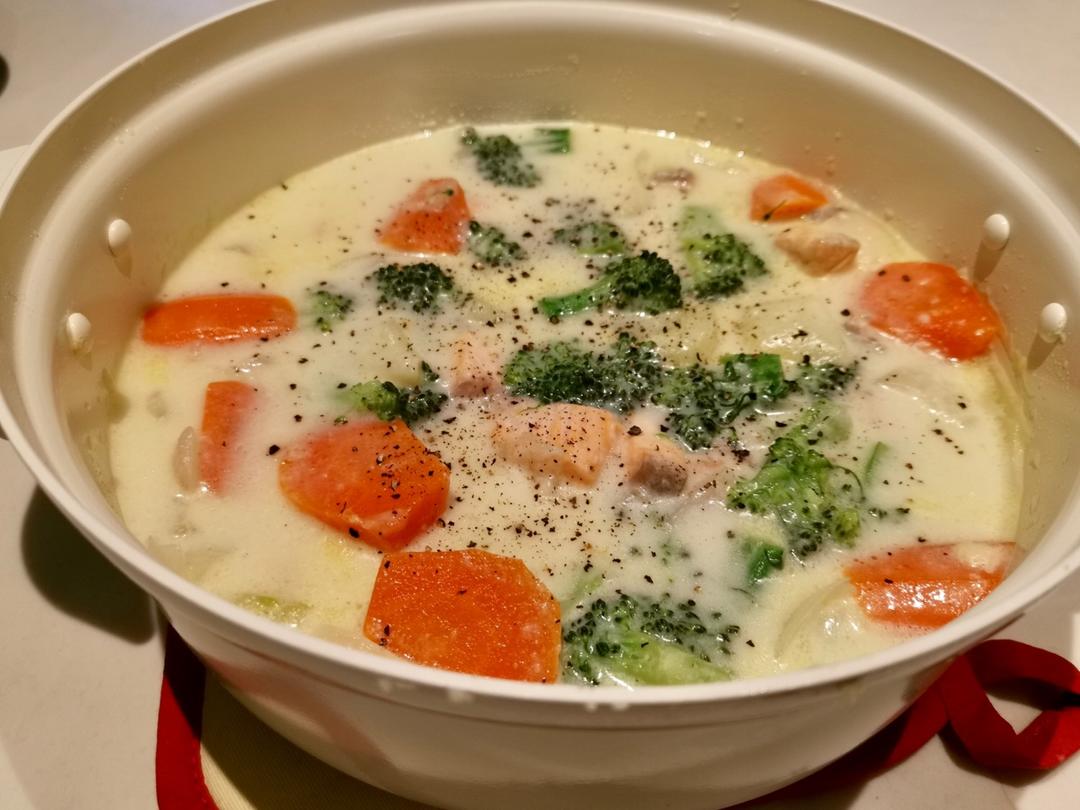 三文鱼奶油炖菜+芝士焗饭【曼食慢语】