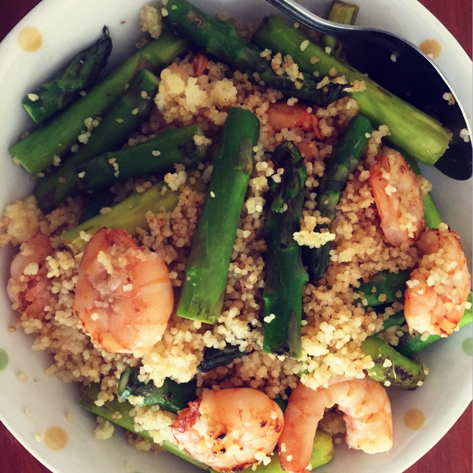 芦笋煎虾couscous