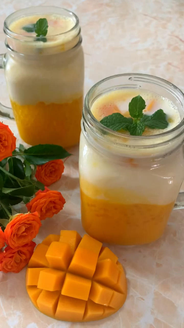 港式甜品——杨枝甘露(芒果西米露)附芒果花切法
