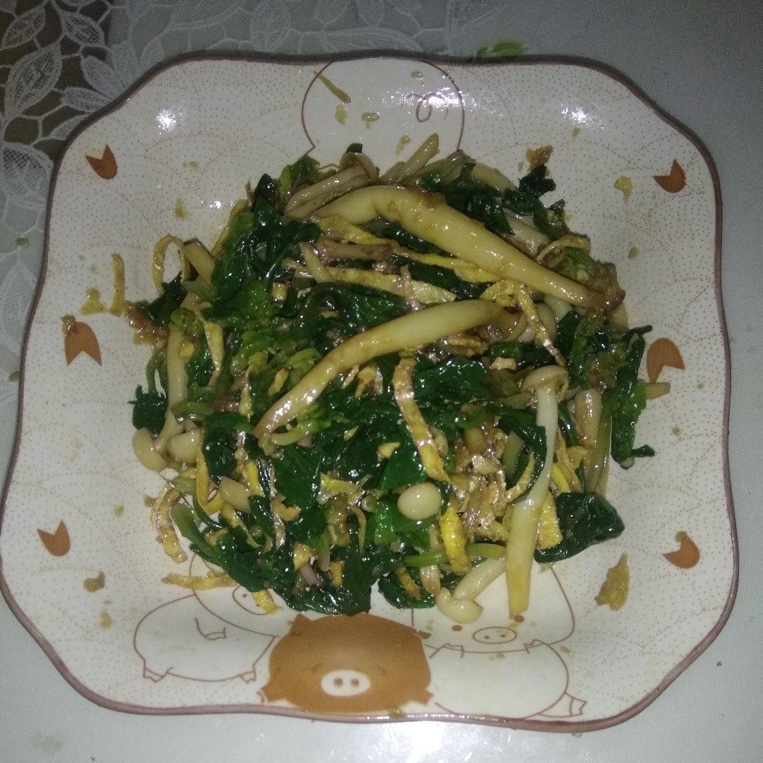凉拌菠菜金针菇鸡蛋皮
