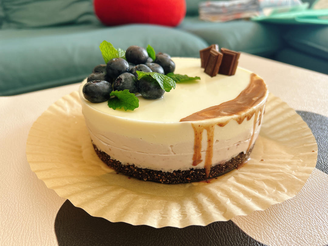 渐变蓝莓冻芝士蛋糕（免烤）