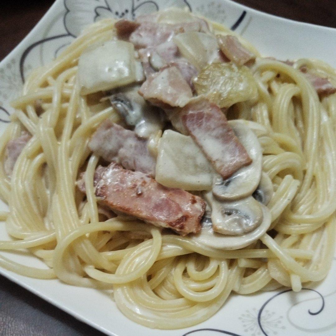 奶油培根蘑菇意面🍝光盘行动❗两人份✨