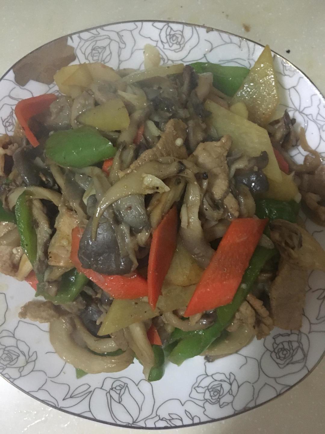 肉炒鲜蘑的做法