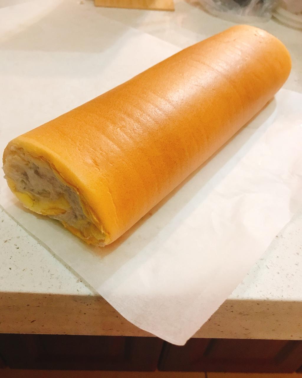 几分甜香芋奶冻卷/卷不裂配方+新鲜香芋奶油+入口即化奶冻/烘焙视频蛋糕篇7「薄卷」