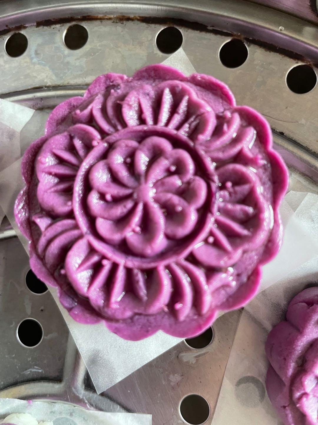 不用烤箱的紫薯山药糯米月饼