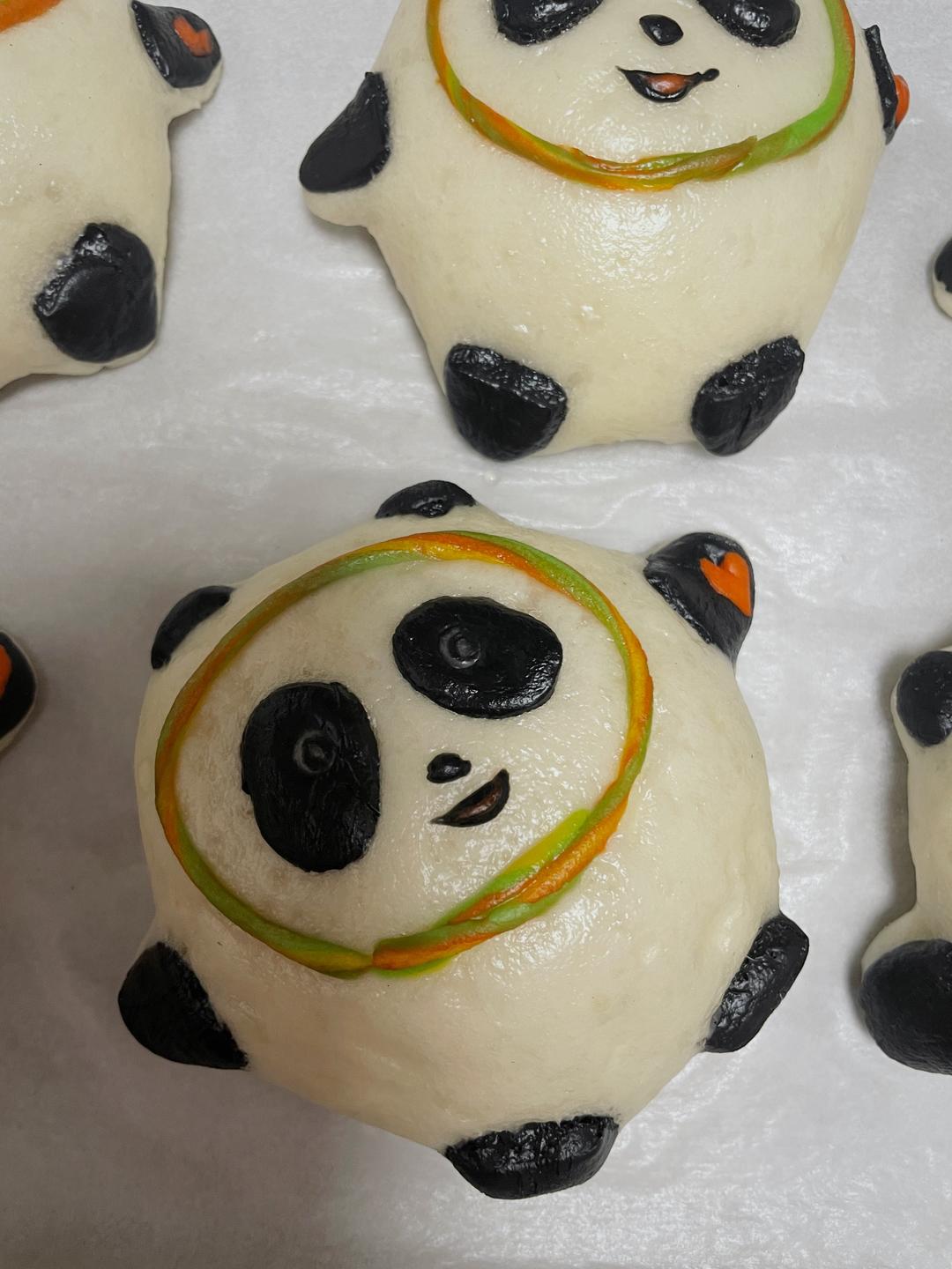 "冰墩墩"可爱的熊猫馒头,花馍的做法