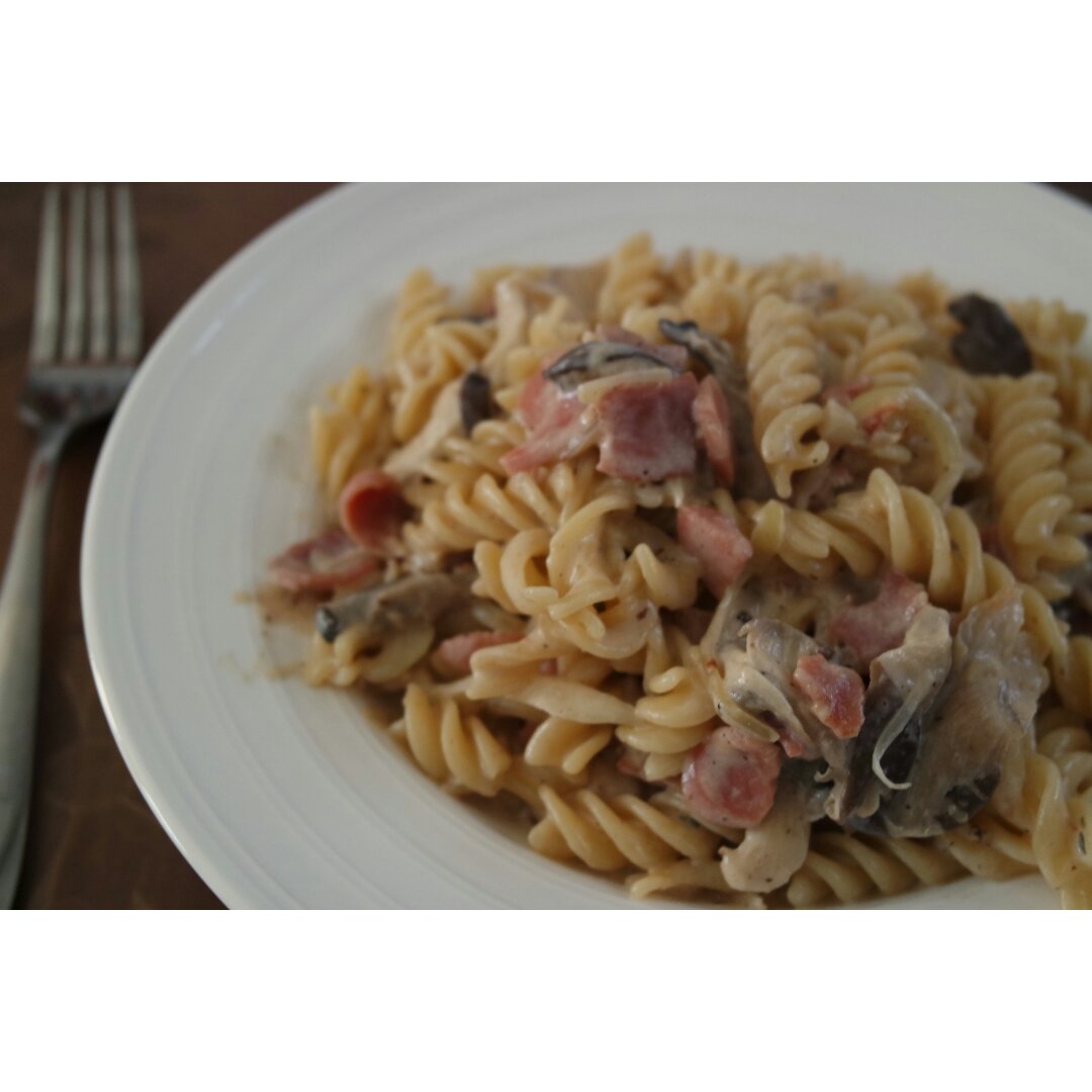 10分钟快手奶油蘑菇培根意面