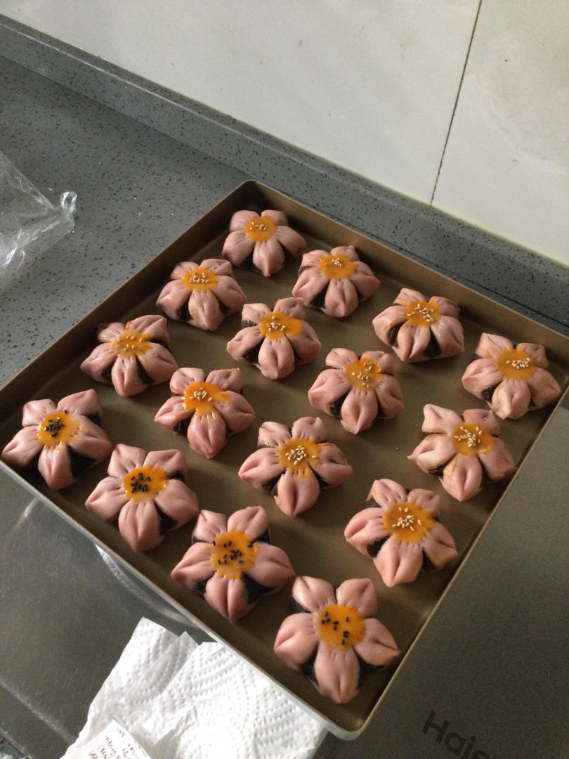 浪漫唯美樱花酥～～豆沙馅