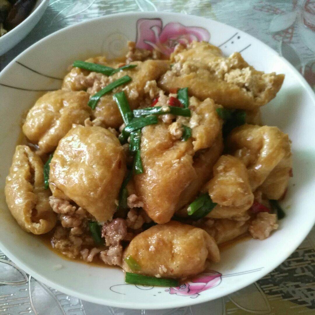 肉末炒豆腐泡
