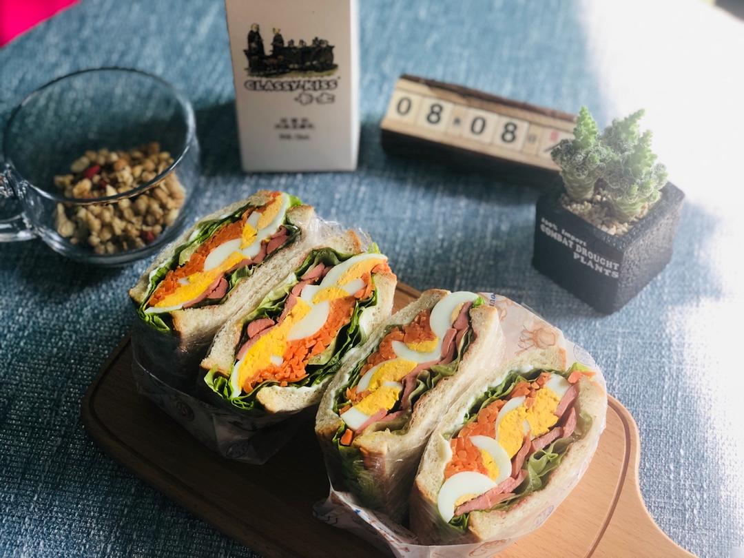 如何做超厚的沼三明治~详细tip！牛油果鸡蛋午餐肉三明治~