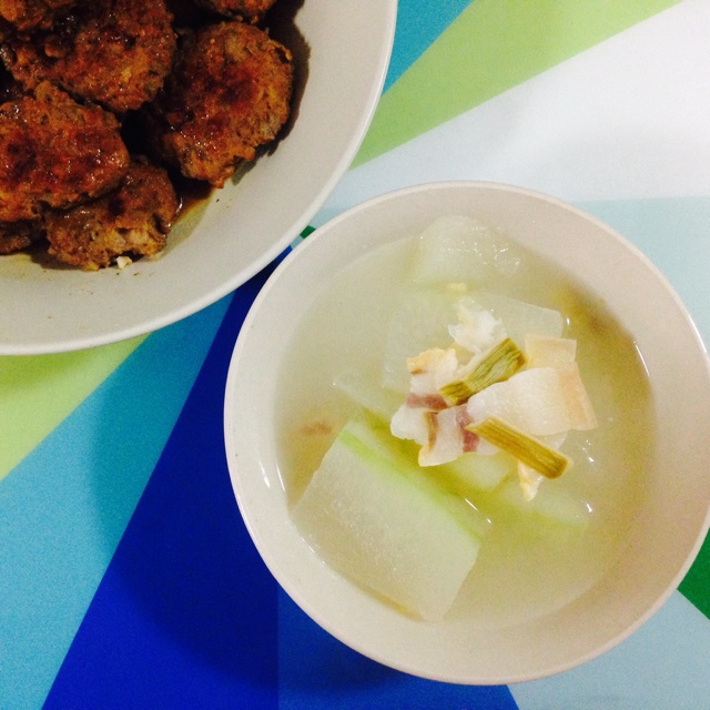 小草叶子哥做过冬瓜笋干汤咸肉笋干冬瓜汤 藕饼#午餐612014年9月3日