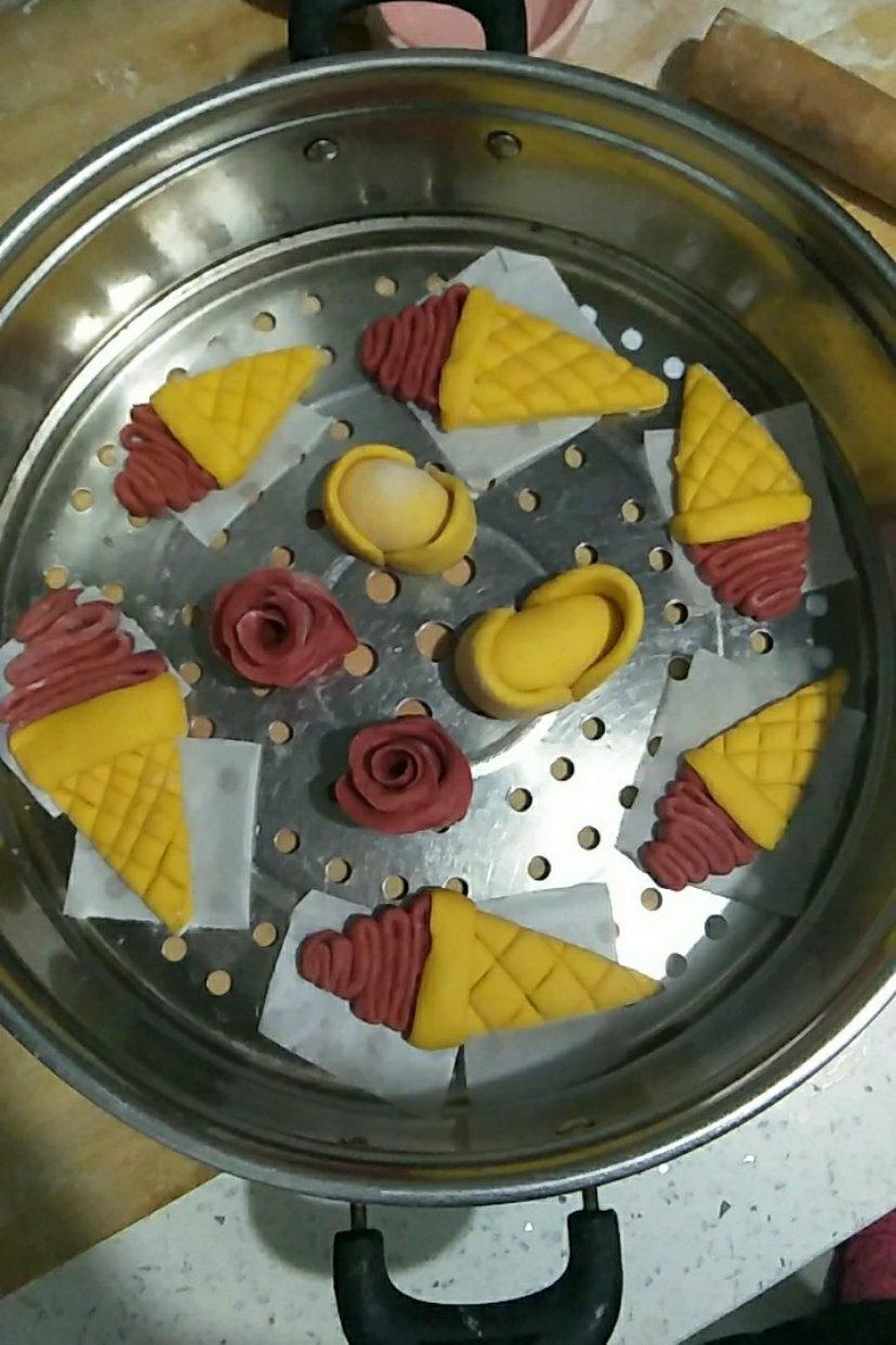 花生馒头，蓝莓馒头