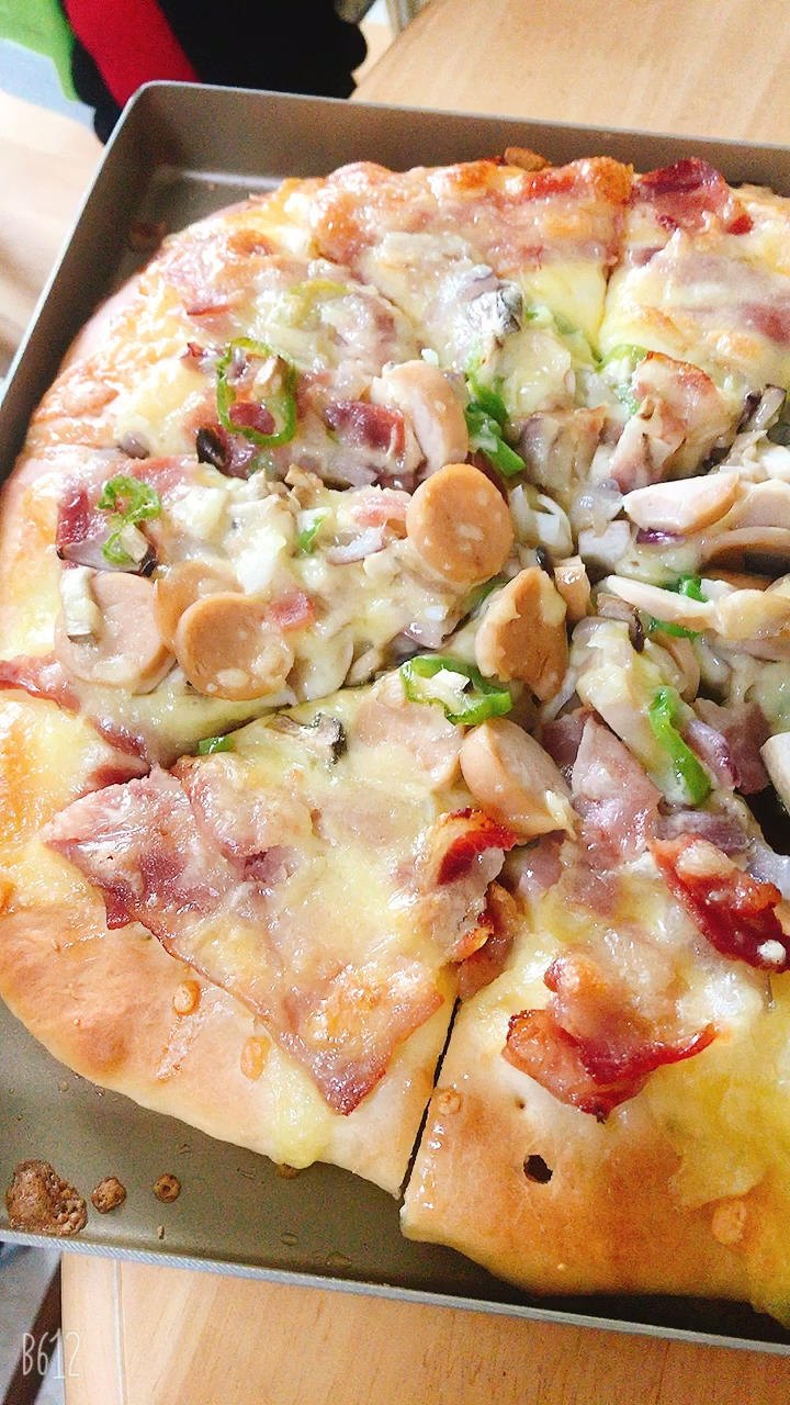 鲜虾🍤培根披萨🍕“内附敲好吃的饼皮做法”