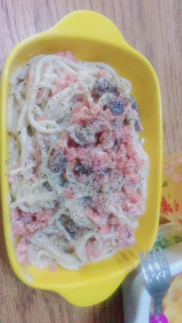 低卡伪白酱奶油培根蘑菇意大利面｜#Healthymeals# 减脂必撸02