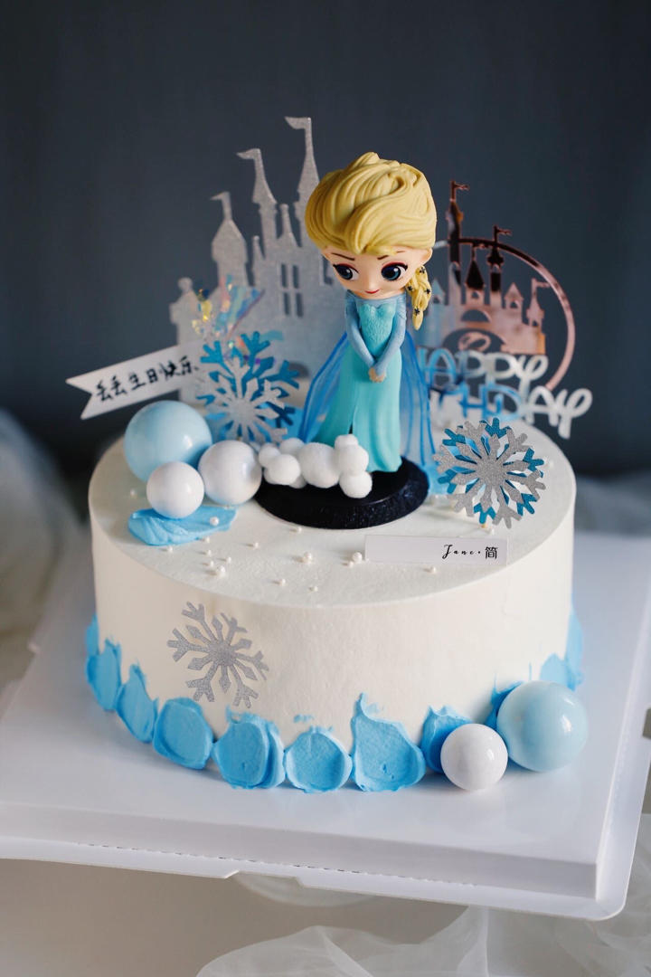 janestudio做的冰雪奇缘主题双层蛋糕frozen艾莎