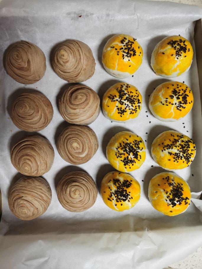 蛋黄酥~紫薯、抹茶、原味~花好月圆，中秋快乐~内附一次做六色蛋黄酥方法~