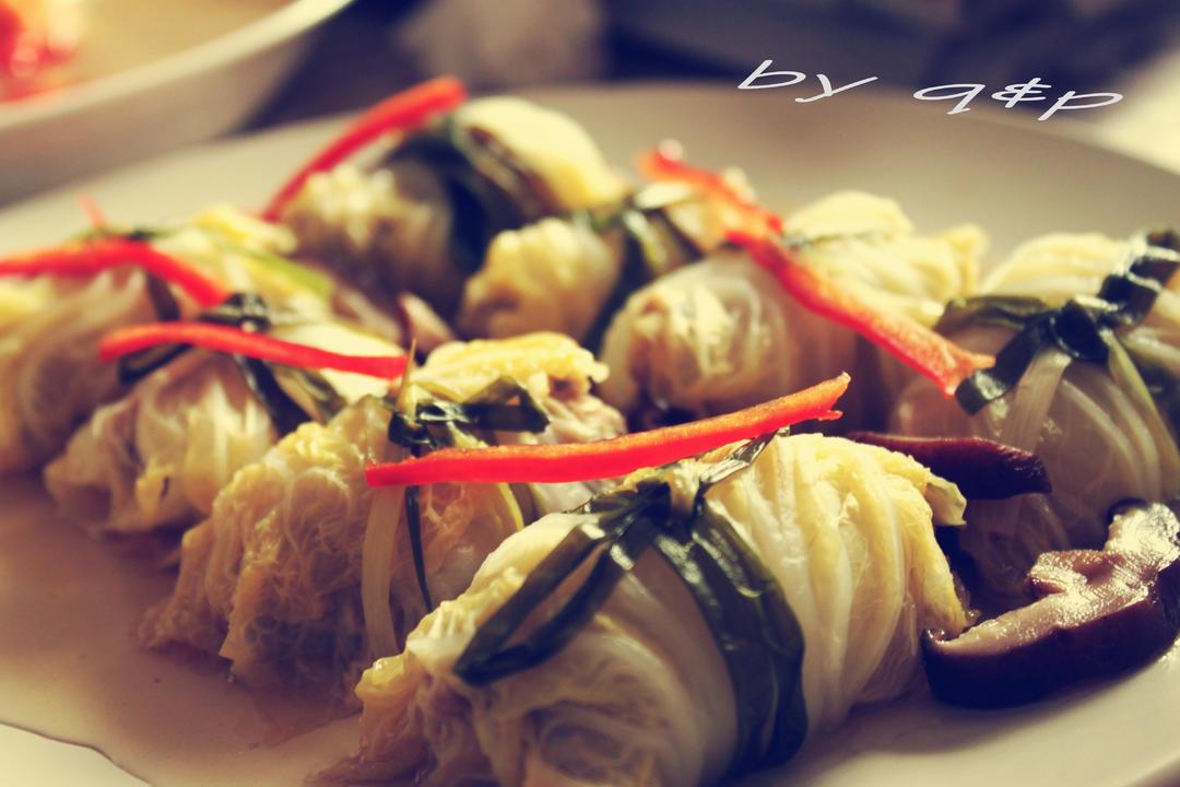 蘑菇豬肉蝦蓉娃娃菜卷的做法