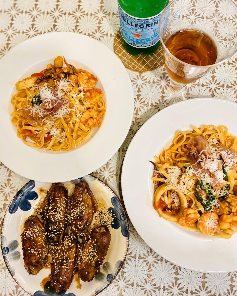 🍝浓郁可口，人人爱的番茄罗勒海鲜意面